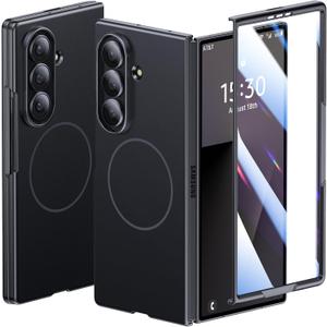 Lanhiem Magnetic for Samsung Galaxy Z Fold 7 Case, Compatible with Magsafe Full Body Mil-Grade Drop Shockproof Translucent Slim Phone Case for Samsung Z Fold 7, Black