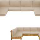 14-Piece Patio Furniture Cushions Set, Replacement Outdoor Cushions for 6-Seat Patio Sectional, Waterproof & Fade Resistant Deep Seat Cushion for Outdoor Sofa, Beige