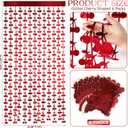 Jutom 6 Pcs Cherry Foil Fringe Curtains 3.3 ft x 6.6 ft Red Tinsel Backdrop Valentines Day Streamer Backdrop Curtain for Cherry Birthday Party Valentine's Day Wedding Engagement Bachelorette Decor