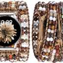 JR.DM Boho Beaded Handmade Braided Bracelet Band Women 20mm Compatible with Samsung Galaxy Watch 7/6/5/4/Active 2/4 Classic/6 Classic/5 Pro/FE 40mm 42mm 43mm 44mm 45mm 46mm 47mm