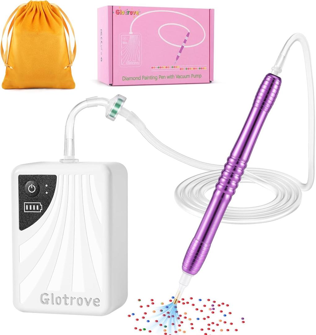 Glotrove Electric Diamond Painting Pen, Diamond Art Pens No Wax Needed, Accessories Tool Vacuum Drill Pen with Adjustable Suction Levels for Setting Stones