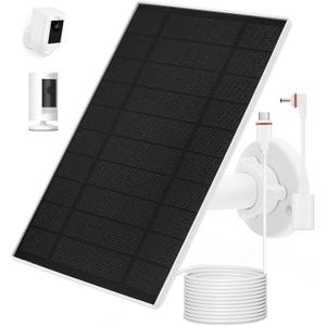 Solar Panel Charger for Ring Stick Up Cam, Stick Up Cam Pro, Ring Spotlight Cam Plus/Pro, 6W5V Fast Charging (1Pack)