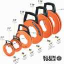 Klein Tools 56331 50-Foot Electrical Fish Tape, Steel Wire Puller with Double Loop Tip, Optimized Housing and Handle, 1/8-Inch