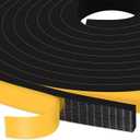 Weather Stripping Door Seal Strip, Strong Adhesive, Lightproof, Noise-Reduction, Weatherproof Foam Tape Insulation for Sliding Door, Front Door Frame, Windows (1/2 in x 1/4 in x 26Ft) (Black)