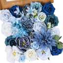 Artificial Flowers Combo Box Blue Dusty Blue Artificial Flowers for DIY Tables Centerpieces Baby Shower Bridal Shower Wedding Bouquet Arrangements Decor