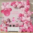 120 PCS Pink Mouse Balloon Arch, Oh Twodles Birthday Party Supplies for Girls, Cute Bow Balloon Arch for Birthday Party, Red and Pink Balloons for Baby Shower Decorations