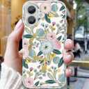 SCORPIFY for iPhone 16 Plus Case [Compatible with MagSafe] with Hibiscus Floral Design, Cute Clear Flower Magnetic Phone Cover for Women Girls, [Non Yellowing] Slim Bumper with Gold Accents