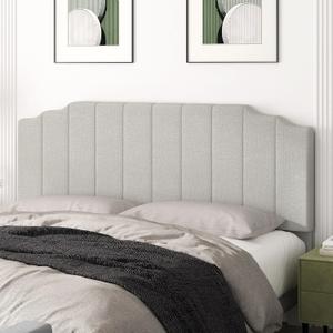 Befurtori King Size Headboard Only, Linen Wall Mounted Headboard King for Adjustable Bed Modern Upholstered Head Board Easy Assembly, Linen Gray
