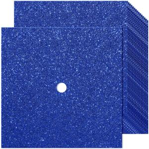 Gersoniel 24 Sheets Glitter Construction Paper for Graduation Cap Decoration Colorful Cardstock Grad Cap Cover Card Stock for Graduation Hat Topper Craft DIY(Blue)
