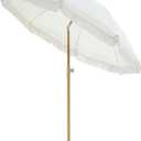 6.5FT Boho Patio Umberlla with Fringe,UPF50+ Outdoor Umbrella with Fiberglass Ribs and Push Button Tilt,Tassels Umbrella for Beach,Terrace,Picnic