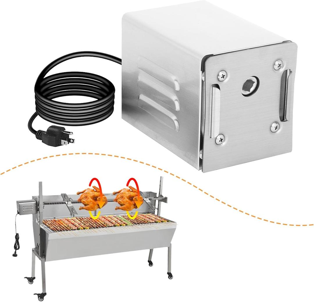YJINGRUI Rotisserie Motor, 15W 90lb BBQ Motor, Rotisserie Motor For Grill, Electric Roaster Barbecue Motor (110V AC (Slivery)