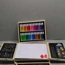 Art Supplies, Deluxe Kids Art Set with Drawing Easel, Crafts Kit in Portable Wooden Case, Oil Pastels, Colored Pencils, Watercolor Cakes, Sketch Paper, Creative Gift for Teens Beginners Girls Boys