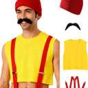 4pcs Men's Movie Yellow Tank Fancy Kit Halloween Adult Costume and Props (XL)
