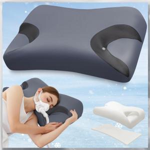 IKSTAR 5.0 CPAP Pillow for Side Sleeper - Adjustable Height/Neck Support - Memory Foam Pillow Suitable for All CPAP Mask Users-Ideal for Side Back Sleeper-Reduce Air Leaks (Large-25.2"L*14.9"W*(5.5"/4.7")H, Dark Gray)