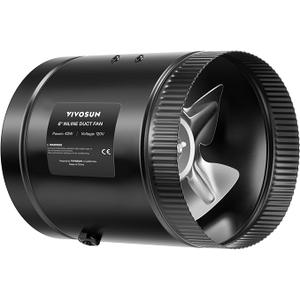 VIVOSUN Inline Booster Duct Fan 6” 275 CFM with Speed Controller, HVAC Exhaust Ventilation Fan with Low Noise for Basements, Bathrooms, Kitchens, Attics, Grow Tents