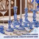 Mumufy 48 Pcs Blue Crystal Taper Candle Holders with Flameless Candles