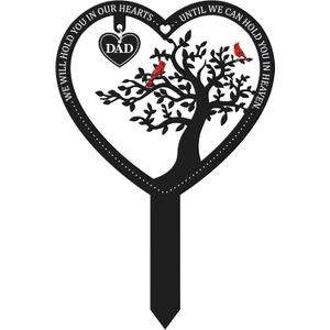 BUoonyer Stake Graves Cemetery Decorations - Dad Metal Memorial Grave Markers, Father Heart Graveyard Sympathy Plaque, Cardinal Remembrance Graveside Burial Decor Sign for Outside Outdoor Yard Garden
