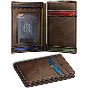 BULLIANT Slim Wallet For Men 12Cards,Magnetic Flip Build-in Money Clip Airtag Compatible-RFID Blocking
