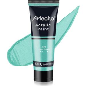 Artecho Pearl Green Acrylic Paint (120ml / 4.05oz) Tubes, Art Craft Paints for Canvas Painting, Rock, Stone, Wood, Fabric, Art Supplies