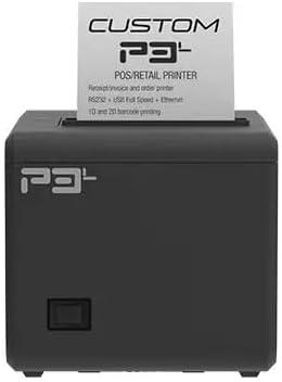 Custom America P3L Thermal Receipt Printer | USB, Serial & Ethernet | 200mm/s High-Speed | 203 Dpi | Auto Cutter | 80/58mm Paper | Windows, Linux, Android, iOS Compatible