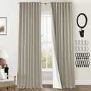PANELSBURG Taupe Curtains for Living Room 84 Inch Length 2 Panels Set,Neutral Black Out Thermal Pleated Linen Blackout Curtain Drapes for Bedroom Windows 84 Inches Long,Warm Taupe