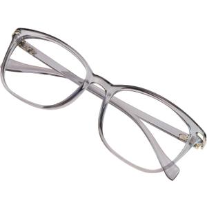 VisionGlobal Blue Light Blocking Glasses for Women/Men, Anti Eyestrain, Computer Reading, TV Glasses, Stylish Square Frame, Anti Glare (11_nola_clear Gray)