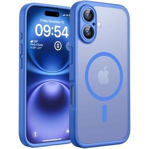 TOCOL Magnetic for iPhone 16 Case, Upgraded Full Camera Protection, Compatible with Magsafe, Drop Protection, Translucent Matte Back Bumper Phone Cover 6.1-Inch (Ultramarine)