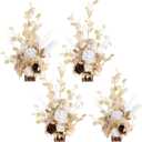 Ling's Moment 17.5" Tall Standing Artificial Flowers Arrangements 4 pcs Fall Wedding Aisle Runner Chair Decorations White Beige Centerpieces for Ceremony Reception Rose Floral Party Outdoor (Wht-white & Beige)
