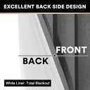 PrinceDeco 100% Blackout Curtains for Bedroom 63 Inches Long 2 Panels Set Anti-Rust Grommet Room Darkening Curtains & Drapes Linen Textured Window Treatment Drapes with White Liner, Grey