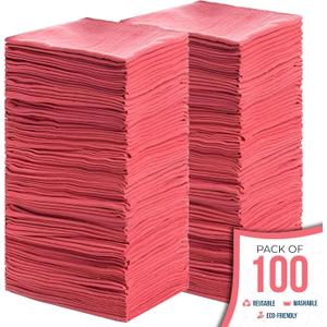 SIMPLI-MAGIC Premium Shop Towels 14x12, Commercial Grade Red, 100 Pack
