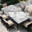 Rectangle Fitted Table Cover Waterproof Stain-Resistant Wipeable Polyester Tablecloths with Elastic Edge Design Fits 4 Foot Tables for Indoor, Picnic, Camping, Outdoor, 48" x 24" (White Marble)