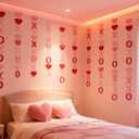 Valentine's Day Ornaments - Valentines Hanging Garland with Red & Pink Hearts, Cardstock Hanging Decor for Valentine's Party, Home, Classroom, Festival Decoration (Pink Red Heart and XOXO)