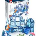YQOGK Magnetic Tiles Blocks Toys 54PCS: Magnet Blocks Building Toys, STEM Sensory Mini Magnetic Tiles for Toddler Age 3 4 5 8 Boys Girls, Maritime Animal World Creative Games Kids Toys