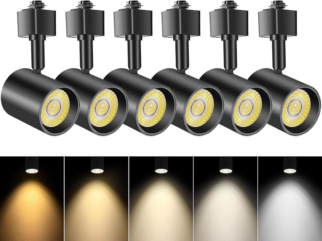 VANoopee 5-Color LED Track Lighting Heads H Type Track Light Heads Dimmable Bright Rail Ceiling Spotlight Fixtures Accent Art Task, 2000K-6000K, Flicker Free CRI90+ 24 10W 800lm, Matte Black, 6 Pack (6 Pack, Black)