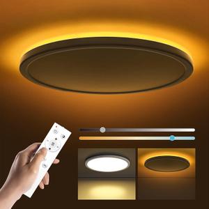 Matane 12in LED Flush Mount Ceiling Light Fixture with Remote Control, Nightlight 2000K Warm, 3000K-6500K Adjustable, Wired Low Profile Ceiling Lights for Bedroom, Kitchen, Living Room, White (12in White)