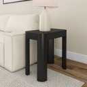 Plank+Beam Modern Rounded Rectangular Side Table, Solid Wood End Table for Living Room, 25in, Black (25in x 15in)