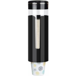 Cup Dispenser, Wall Mount Water Cooler Cup Dispenser fits 4-7 oz Disposable Paper and Plastic Cups, Pull Type Cup Holder for Bathroom, Office, Break Room, Gym, Black