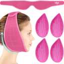 Hilph Wisdom Teeth Ice Pack Head Wrap  Face Ice Pack for Jaw Oral Surgery & TMJ Relief, Upgraded Large Jaw Ice Wrap with 4 Hot Cold Gel Packs for Dental Surgery, Tonsillectomy, Tooth Extraction, Pink (Red)