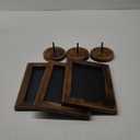 MyGift Set of 3 Tabletop Chalkboard Sign with Burnt Wood Frame and Round Base, Decorative Wedding Table Place Card Signage, Rustic Small Kitchen Countertop Memo Board