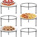 HPC DECOR Set of 6 Black Metal Wire Pizza Pan Riser Stands- Round Pizza Tray Riser Rack Holder - Tabletop Display Racks for Food Platter Tray- Metal Display Stands for Home, Restaurant and Party