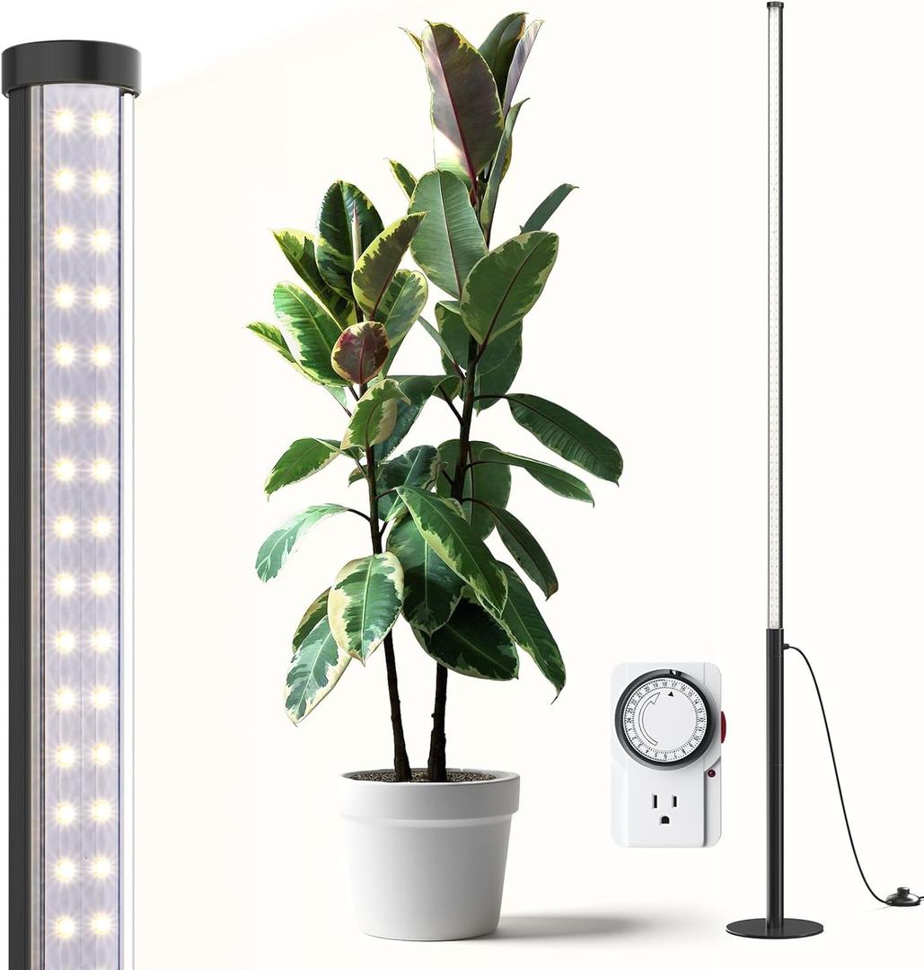 Barrina T10 Pro Standing Grow Light with Timer, 42W, 5000K, Full Spectrum Vertical Tall Grow Lights for Indoor Plants, Wide Coverage, 4FT to 5.6FT Height with Foot Switch, for Flower and Tall Plants (4-5.6FT Adjustable)