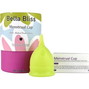 Bella Bliss 1 Large Menstrual Cup with Cylinder Box & Instruction Guide - Eco-Friendly, Portable, and Easy to Use (1)