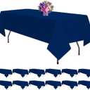 12 Pack Polyester Tablecloth -60 x 126 Inch Navy Blue Table Cloth for 8 Feet Rectangle Tables, Stain and Wrinkle Resistant Washable Fabric Table Cover for Wedding Party Banquet Restaurant Kitchen