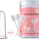 EASICUTI Baby Tongue Cleaner, 42Pcs Disposable Infant Toothbrush, Gauze Gum Cleaner Baby Oral Cleaning Stick Dental Care for 0-36 Months + Free 1 Finger Toothbrush