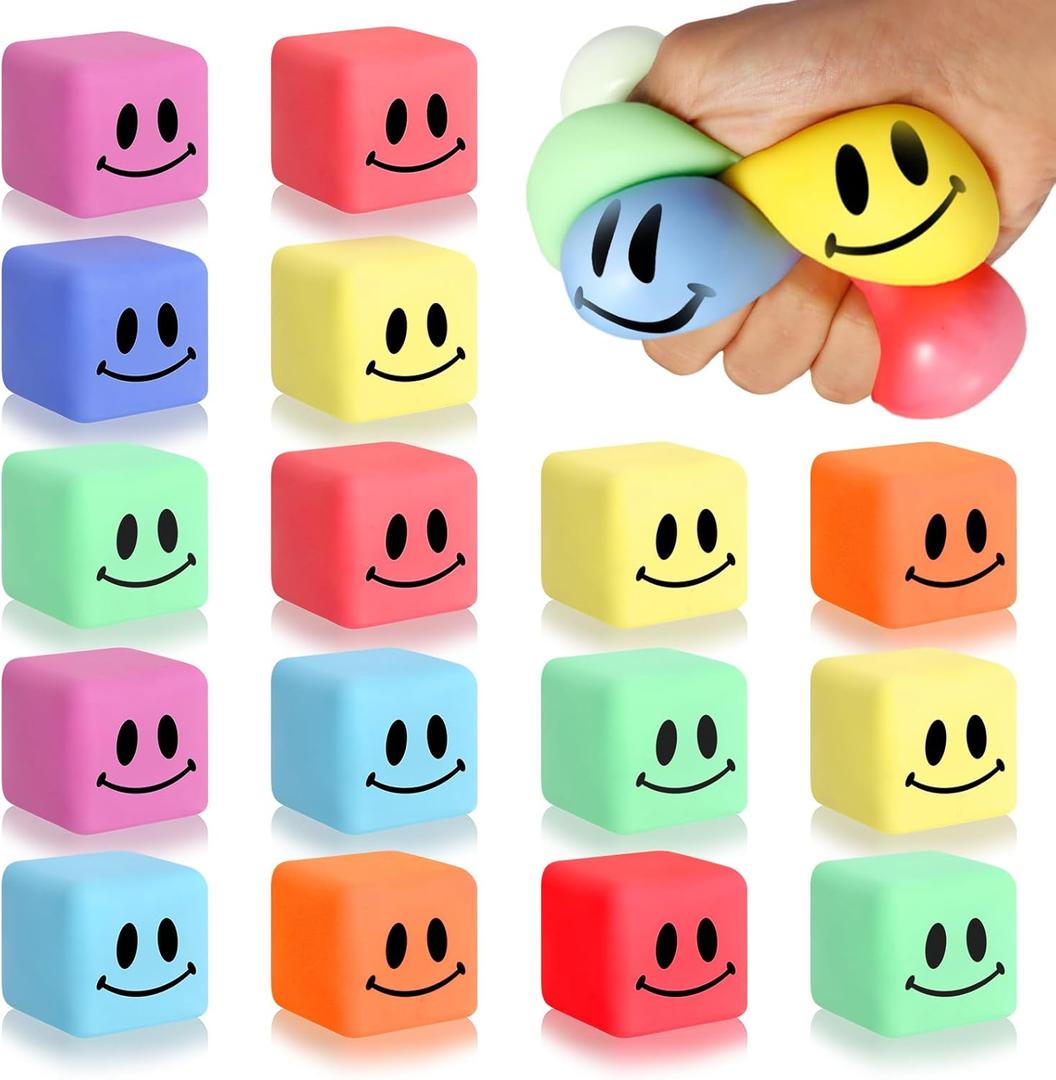 15 Pack Mini Slow Rising Stress Cube, Square Fidget Ice Cube Stress Balls, Stretchy Fidget Toy for Anxiety Stress Relief, Classroom Prize Cube Squishies for Adults Kids Children Teens Party Favors