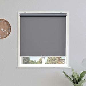 Sunoff Blackout Roller Shades Blinds Cordless for Windows Pull Down Room Darkening Door Blinds with Thermal Insulated Easy to Install for Living Room,Bedroom,Home,Office Bathroom Grey 68" W x 72" H
