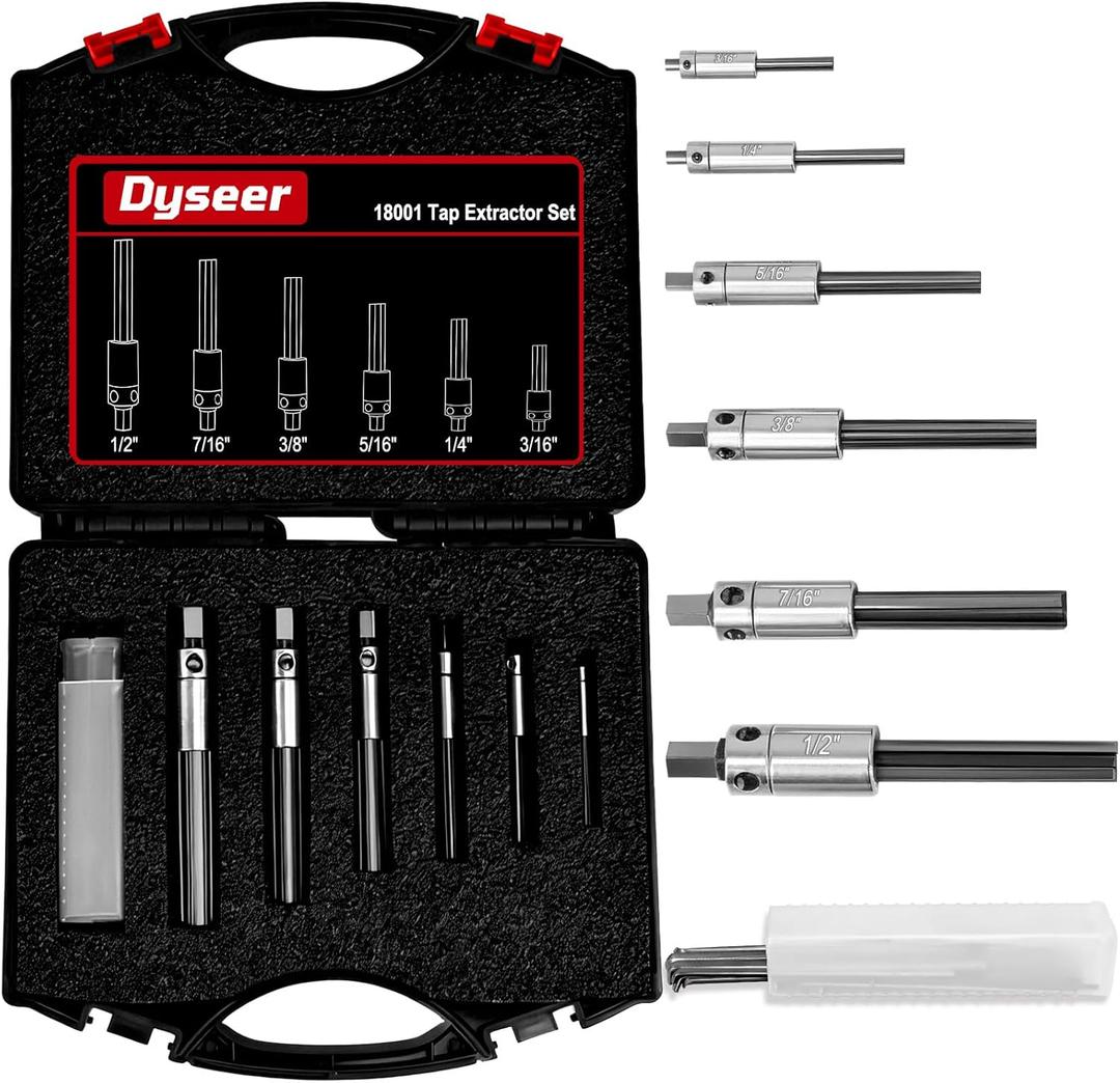 18001 Tap Extractor Set, Broken Tap Extractor Set for Removing Broken Taps, Tap Extractor Tool 3/16–1/2 in, Professional Tap Extractor Set with 24 Spare Fingers, Foam Storage Case