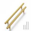 Haliwu 30 Pack Cabinet Handles Brass Gold Cabinet Pulls 5 Inch Hole Center Drawer Pulls Modern Bar Dresser Handles for Bathroom Kitchen Bedroom