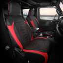 FREESOO Seat Covers for Jeep Wrangler 4 Door JL 2018 2019 2020 2021 2022 2023 2024 2025 2026 1:1 Custom Seat Covers Without Rear Cup Holder - BlackRed