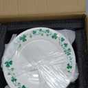 Hushee 6 Pcs St. Patrick's Day Ceramic Shamrock Plates 6 Inch Irish Dessert Platter Serving Plate Clover Leaf Salad Dishes Tableware for St. Patrick's Celebration, Dinner Party, Gift (Stylish)